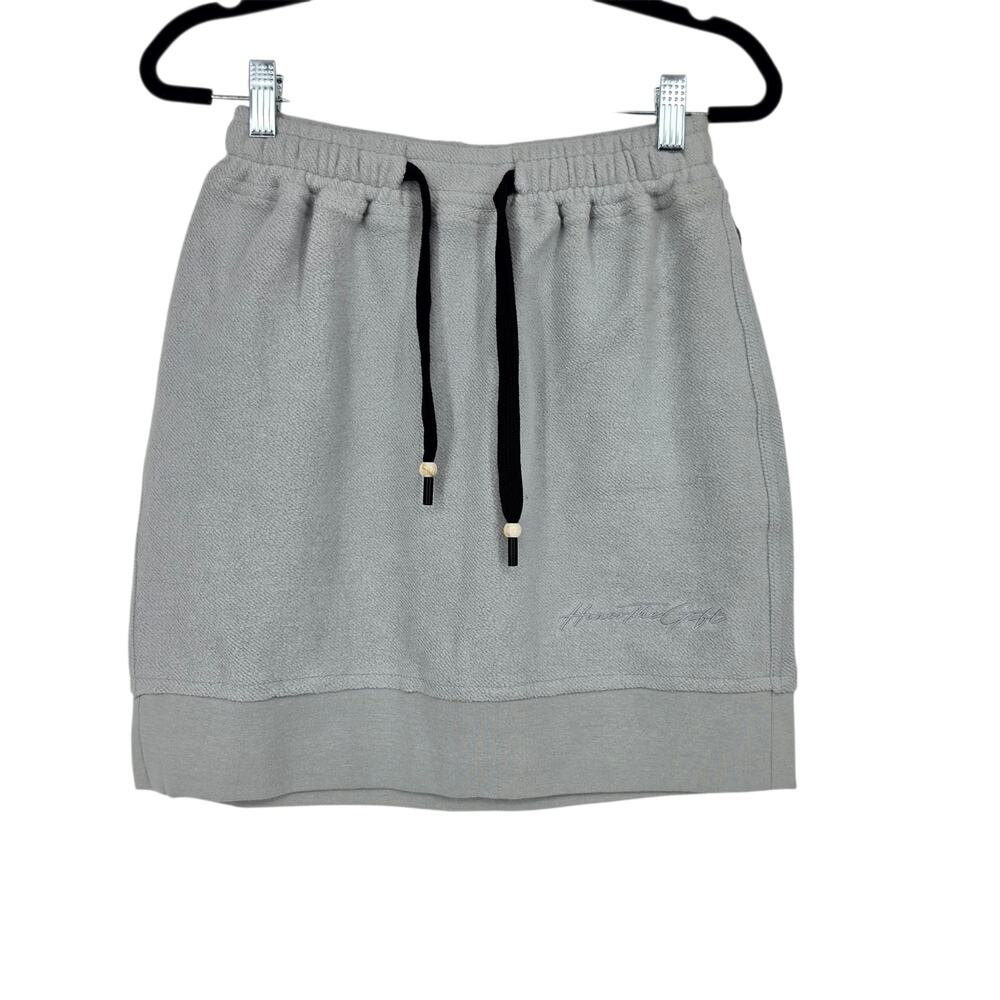 NWT Honor The Gift Stone Gray Cotton Terry High Waist Drawstring Mini Skirt Sz S
